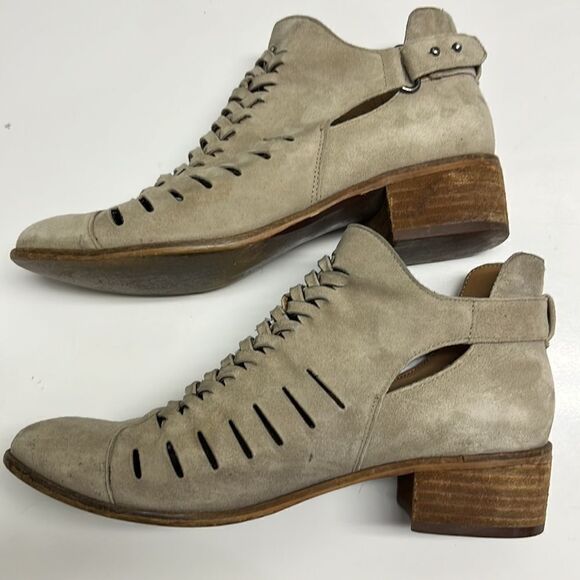 Sam Edelmann Beige Slip-On Suede Braided Booties with Buckles- Size 6.5 - Picture 7 of 16